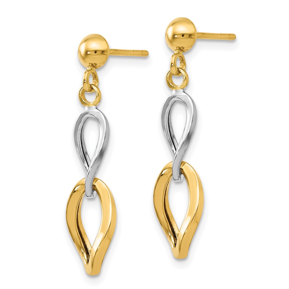 14K Two-tone Polished Post Dangle Earrings - 1