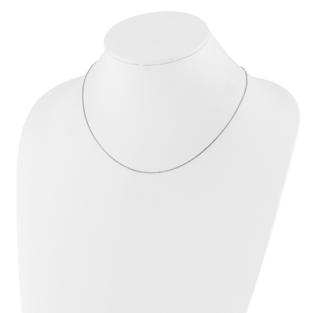 10k White Gold .7mm Box 1in+1in Adjustable Chain Adjustable - 4