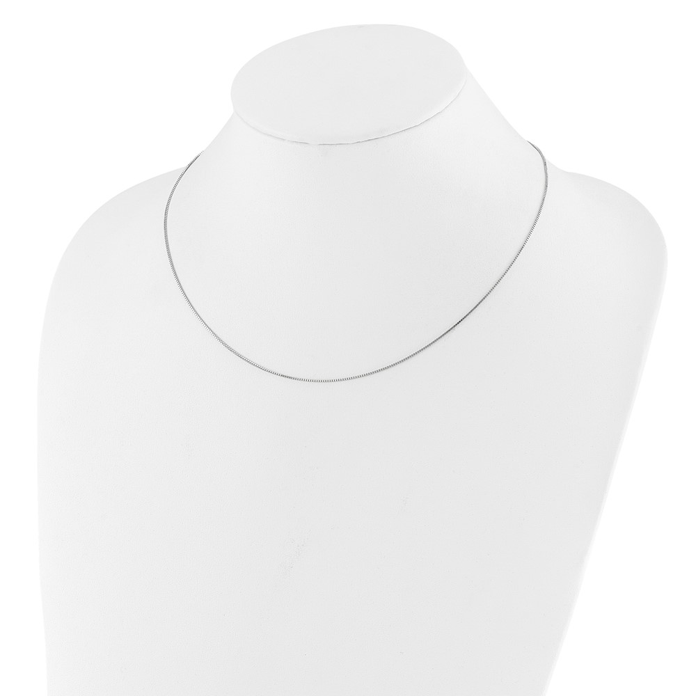 10k White Gold .85mm Box 1in+1in Adjustable Chain - 4