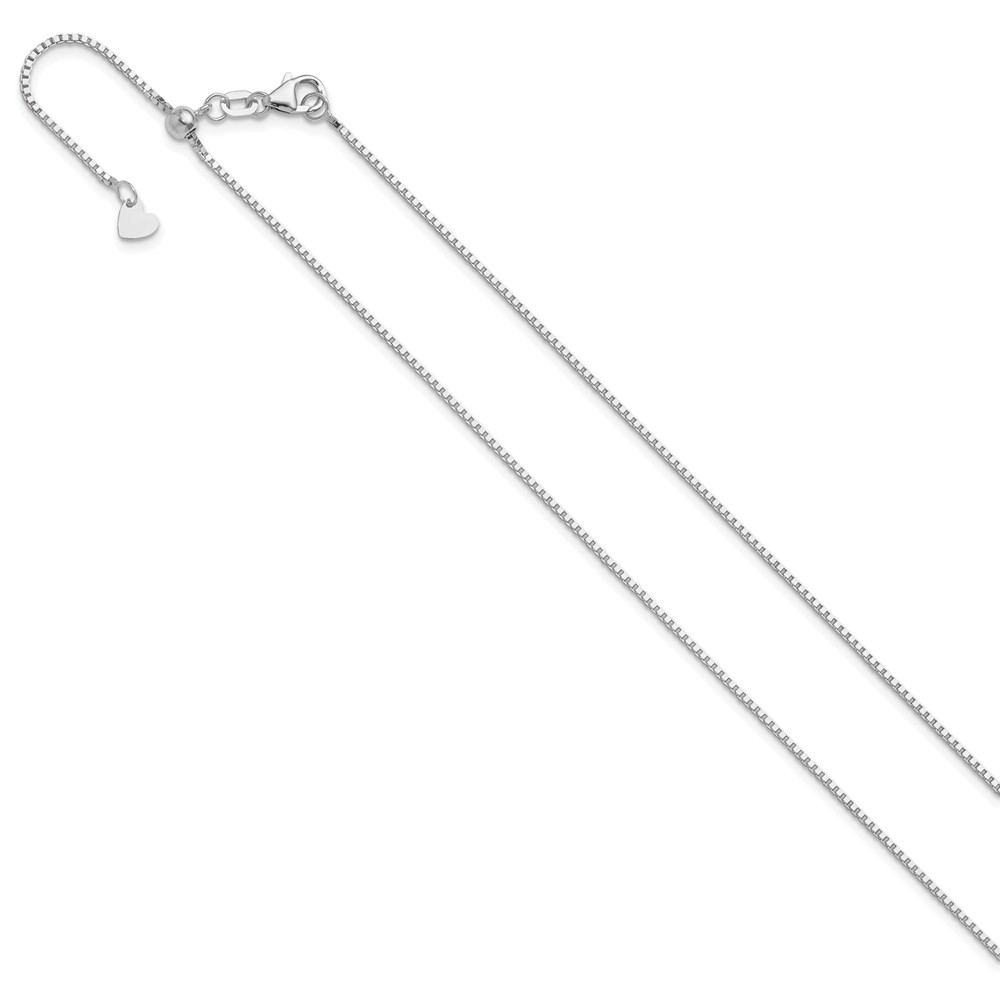 10K White Gold Adjustable 1mm Box Chain - 1