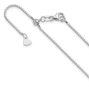 10K White Gold Adjustable 1mm Box Chain - 0