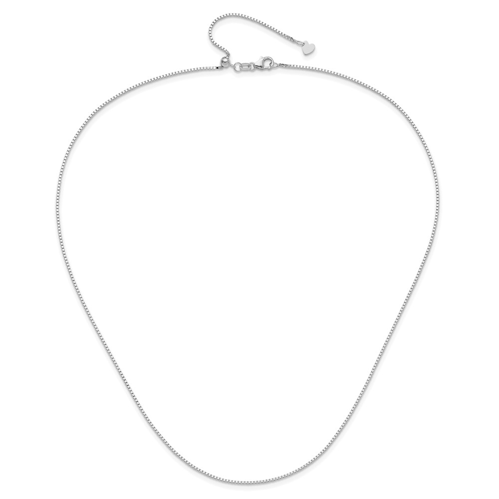10K White Gold Adjustable 1mm Box Chain - 3