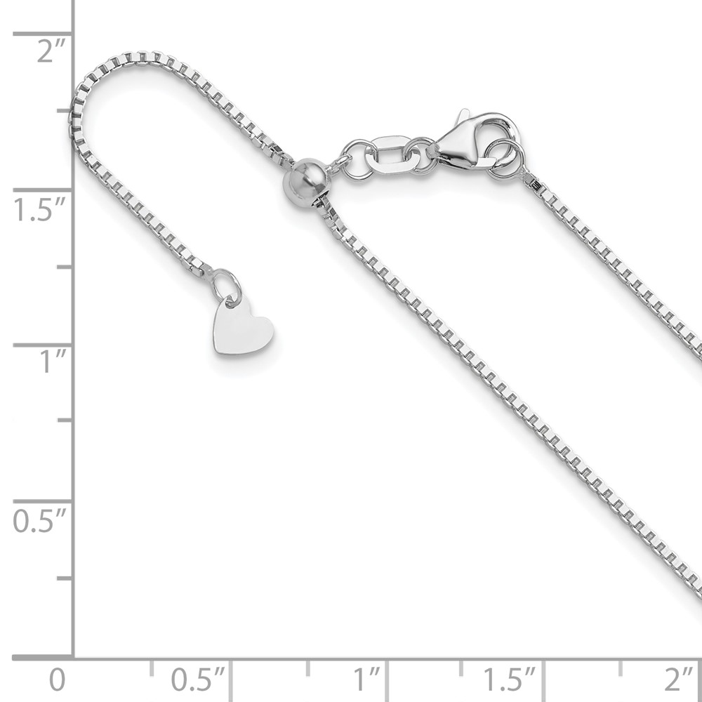 10K White Gold Adjustable 1mm Box Chain - 5