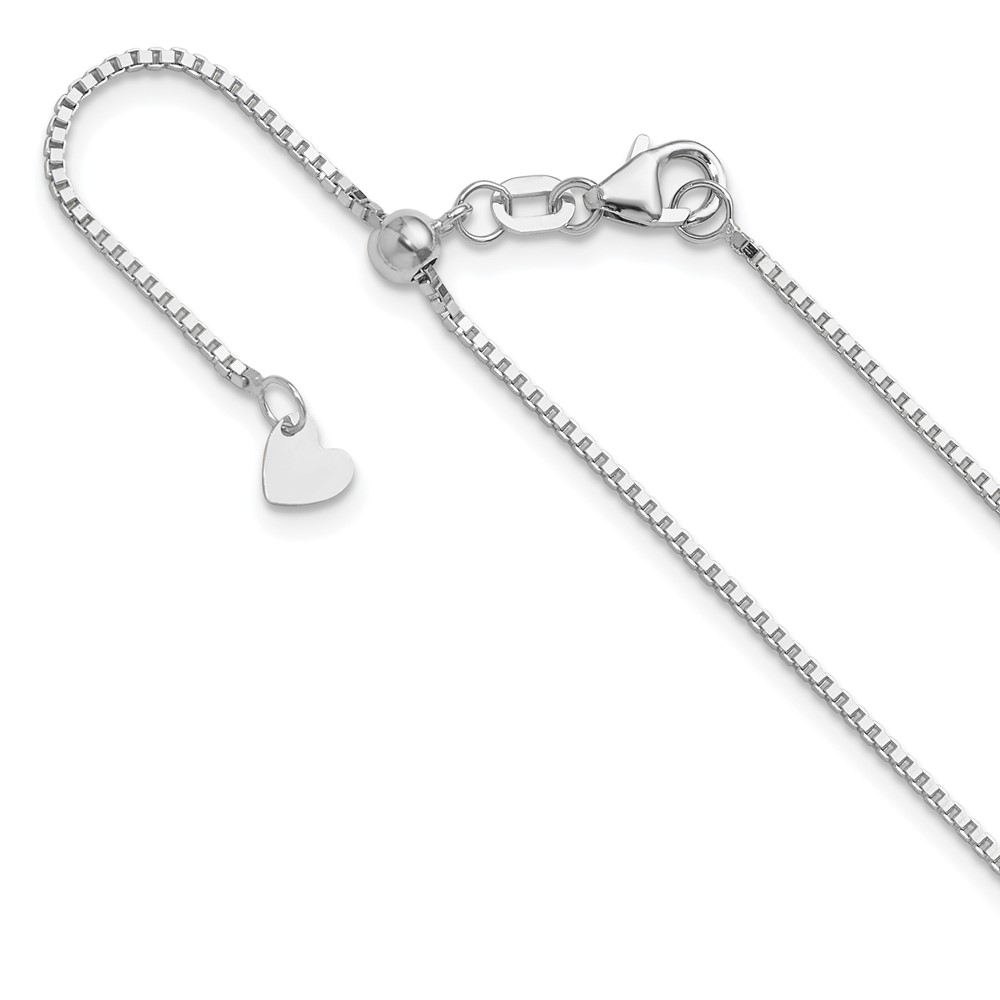 10K White Gold Adjustable 1mm Box Chain - 0