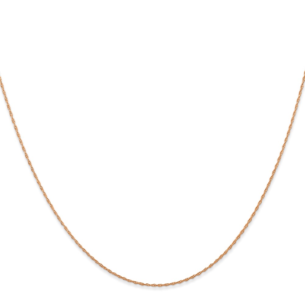14K Rose Gold 18 inch Carded .5mm Cable Rope with Spring Ring Clasp Chain - 1