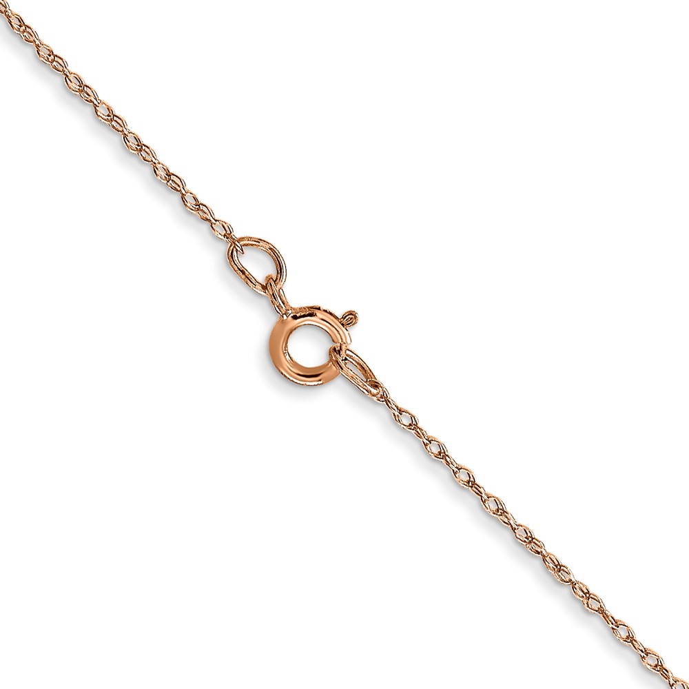 14K Rose Gold 18 inch Carded .5mm Cable Rope with Spring Ring Clasp Chain - 2