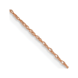 14K Rose Gold 18 inch Carded .5mm Cable Rope with Spring Ring Clasp Chain - 0