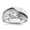 IBGoodman 14k White Gold with Black Rhodium 1/2 carat Lab Grown Diamond VS/SI+ G+ Complete Satin Men's Ring - 0 IBGoodman 14k White Gold with Black Rhodium 1/2 carat Lab Grown Diamond VS/SI+ G+ Complete Satin Men's Ring - 0