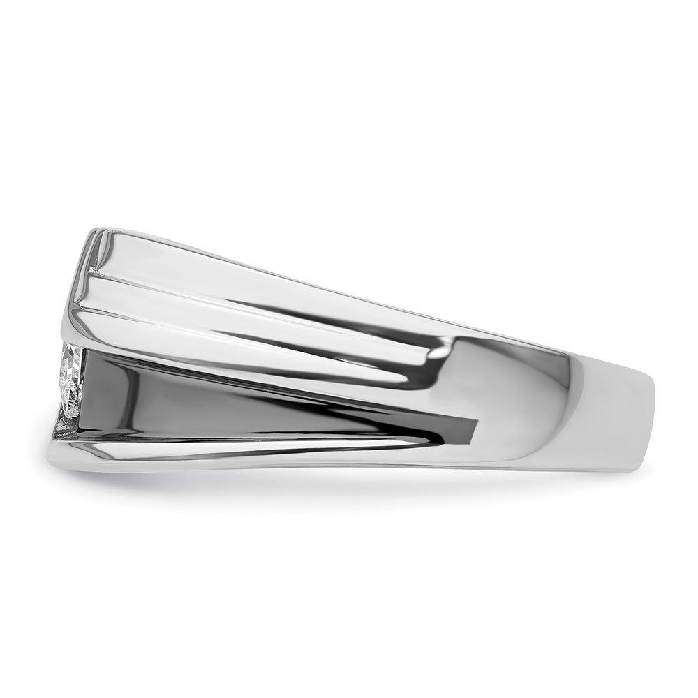 IBGoodman 14k White Gold with Black Rhodium 1/2 carat Lab Grown Diamond VS/SI+ G+ Complete Satin Men's Ring - 2 IBGoodman 14k White Gold with Black Rhodium 1/2 carat Lab Grown Diamond VS/SI+ G+ Complete Satin Men's Ring - 2