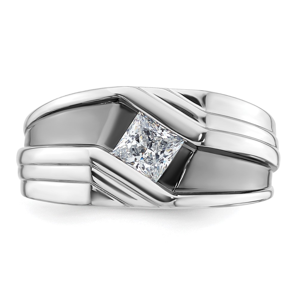 IBGoodman 14k White Gold with Black Rhodium 1/2 carat Lab Grown Diamond VS/SI+ G+ Complete Satin Men's Ring - 3 IBGoodman 14k White Gold with Black Rhodium 1/2 carat Lab Grown Diamond VS/SI+ G+ Complete Satin Men's Ring - 3