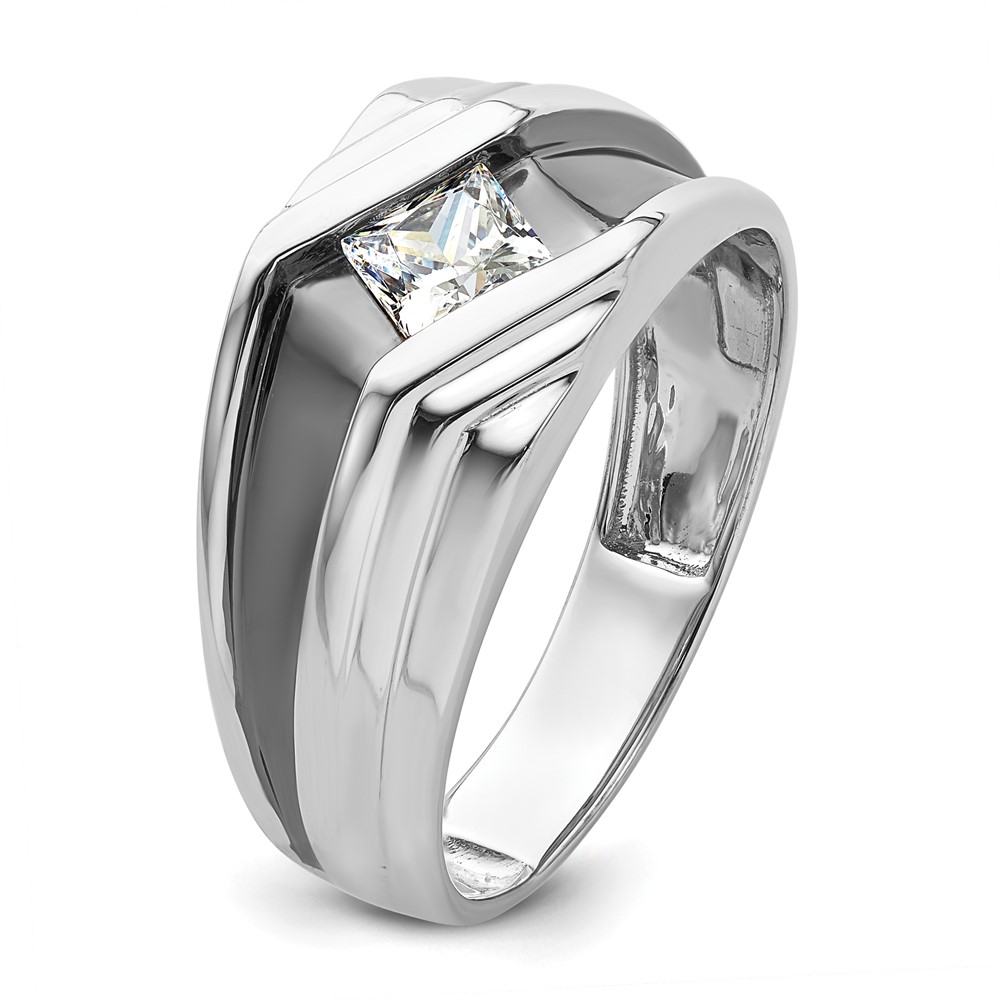 IBGoodman 14k White Gold with Black Rhodium 1/2 carat Lab Grown Diamond VS/SI+ G+ Complete Satin Men's Ring - 5 IBGoodman 14k White Gold with Black Rhodium 1/2 carat Lab Grown Diamond VS/SI+ G+ Complete Satin Men's Ring - 5