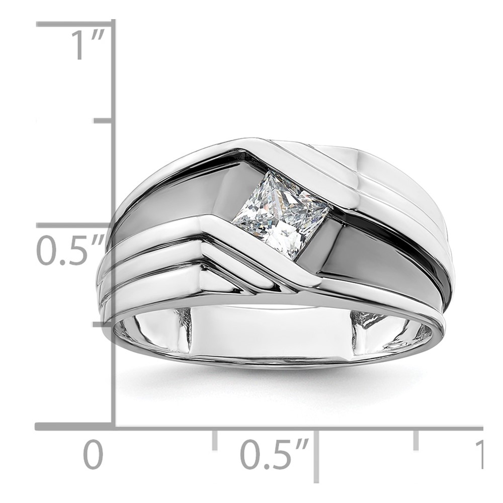 IBGoodman 14k White Gold with Black Rhodium 1/2 carat Lab Grown Diamond VS/SI+ G+ Complete Satin Men's Ring - 6 IBGoodman 14k White Gold with Black Rhodium 1/2 carat Lab Grown Diamond VS/SI+ G+ Complete Satin Men's Ring - 6