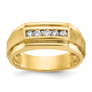 IBGoodman 14k 1/4 carat Lab Grown Diamond VS/SI+ G+ Complete Polished and Satin Five Stone Men's Ring - 0
