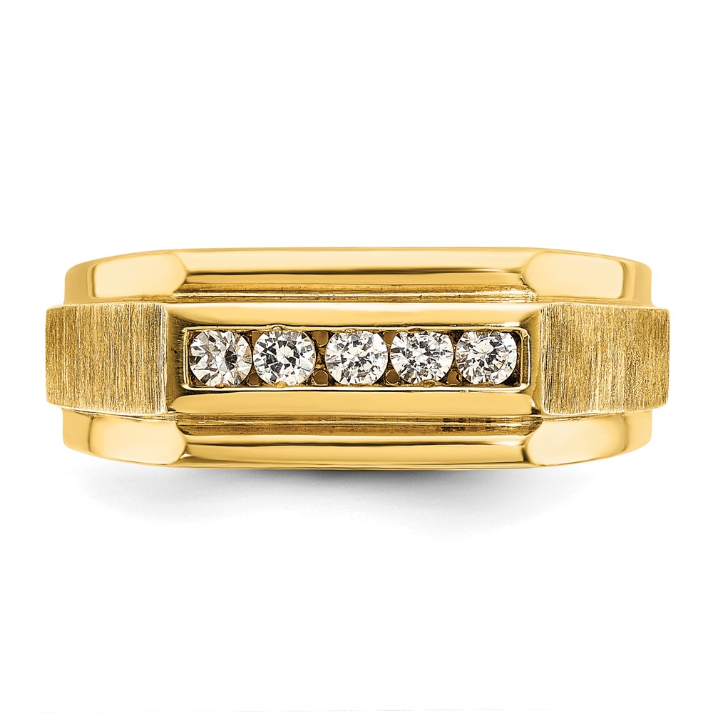 IBGoodman 14k 1/4 carat Lab Grown Diamond VS/SI+ G+ Complete Polished and Satin Five Stone Men's Ring - 3