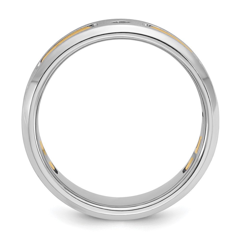 IBGoodman 14k Two-tone 1/6 carat Lab Grown Diamond VS/SI+ G+ Polished and Satin Cut-Out Three Stone Complete Men's Ring - 1