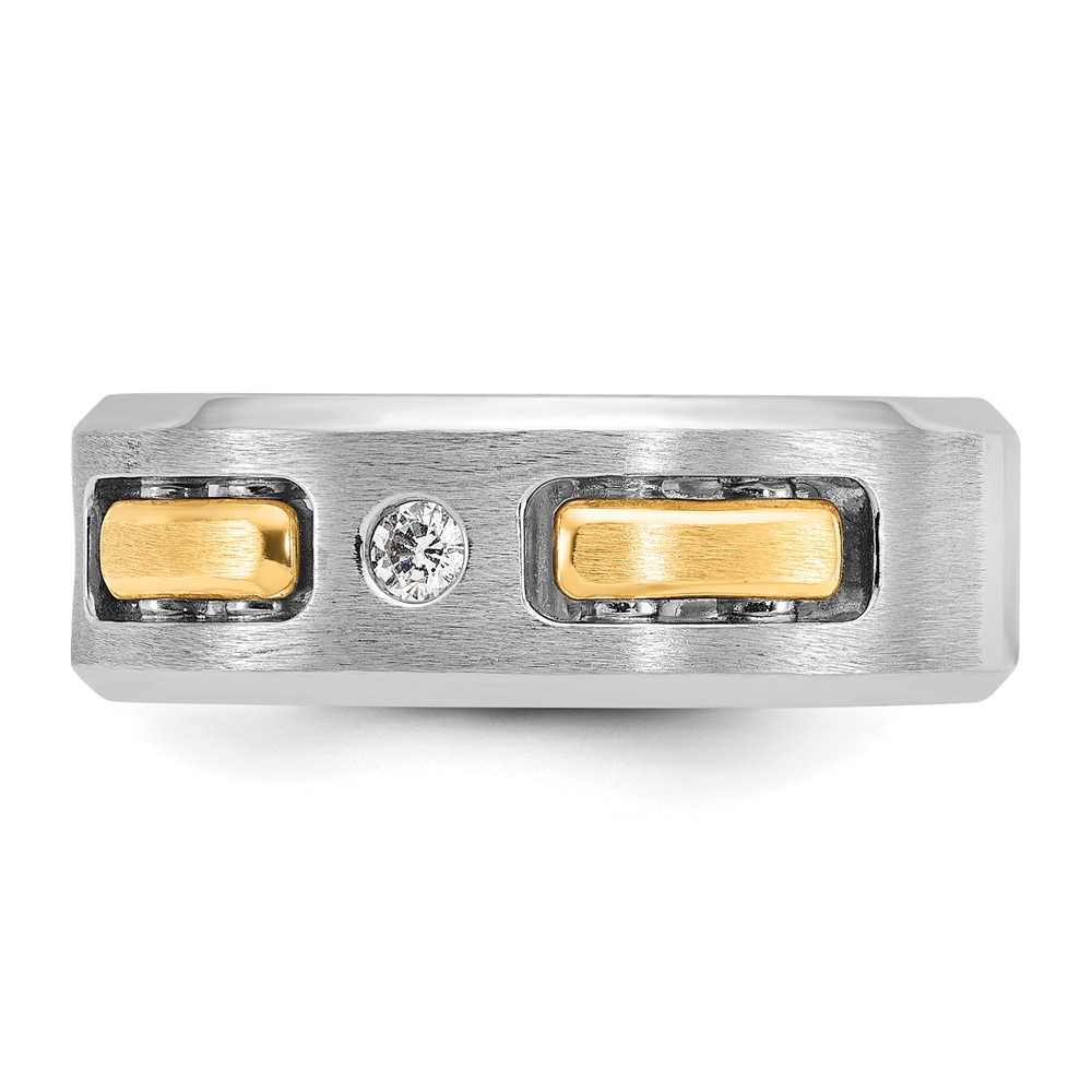 IBGoodman 14k Two-tone 1/6 carat Lab Grown Diamond VS/SI+ G+ Polished and Satin Cut-Out Three Stone Complete Men's Ring - 2