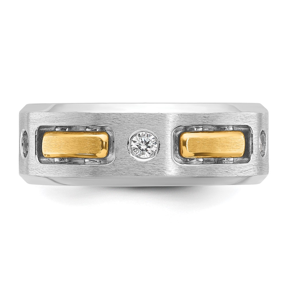 IBGoodman 14k Two-tone 1/6 carat Lab Grown Diamond VS/SI+ G+ Polished and Satin Cut-Out Three Stone Complete Men's Ring - 3