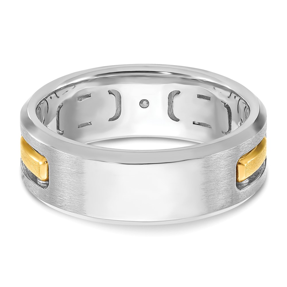 IBGoodman 14k Two-tone 1/6 carat Lab Grown Diamond VS/SI+ G+ Polished and Satin Cut-Out Three Stone Complete Men's Ring - 4