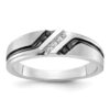 IBGoodman 14k White Gold 1/8 carat Lab Grown Diamond VS/SI+ G+ and 1/8 carat Black Mined Diamonds Complete Polished Satin and Grooved Men's Ring - 0