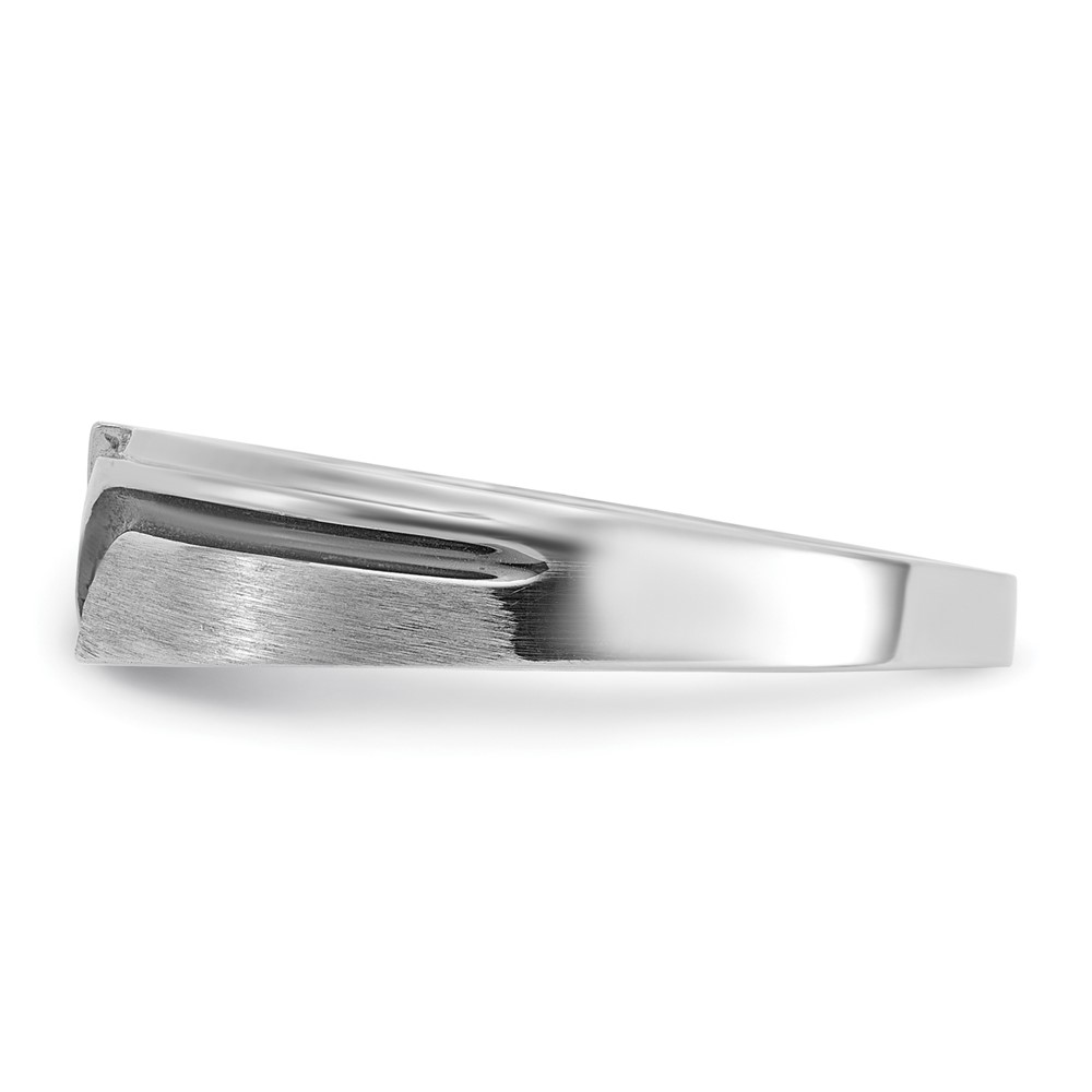 IBGoodman 14k White Gold 1/8 carat Lab Grown Diamond VS/SI+ G+ and 1/8 carat Black Mined Diamonds Complete Polished Satin and Grooved Men's Ring - 2