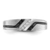 IBGoodman 14k White Gold 1/8 carat Lab Grown Diamond VS/SI+ G+ and 1/8 carat Black Mined Diamonds Complete Polished Satin and Grooved Men's Ring - 3