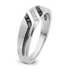 IBGoodman 14k White Gold 1/8 carat Lab Grown Diamond VS/SI+ G+ and 1/8 carat Black Mined Diamonds Complete Polished Satin and Grooved Men's Ring - 7