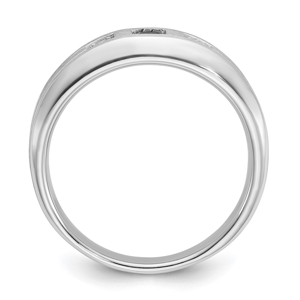 IBGoodman 14k White Gold 1/15 carat Lab Grown Diamond VS/SI+ G+ and Lab Created Blue Sapphire Complete Men's Ring - 1 IBGoodman 14k White Gold 1/15 carat Lab Grown Diamond VS/SI+ G+ and Lab Created Blue Sapphire Complete Men's Ring - 1