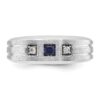IBGoodman 14k White Gold 1/15 carat Lab Grown Diamond VS/SI+ G+ and Lab Created Blue Sapphire Complete Men's Ring - 3 IBGoodman 14k White Gold 1/15 carat Lab Grown Diamond VS/SI+ G+ and Lab Created Blue Sapphire Complete Men's Ring - 3