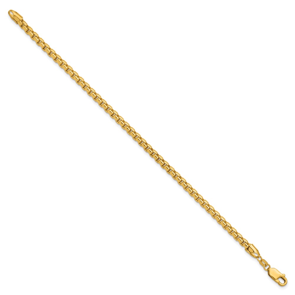 14K 7 inch 3.6mm Semi-Solid Round Box with Lobster Clasp Bracelet - 1