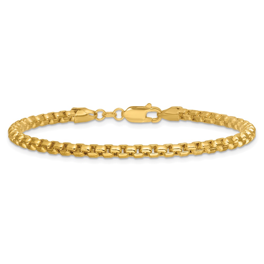 14K 7 inch 3.6mm Semi-Solid Round Box with Lobster Clasp Bracelet - 3