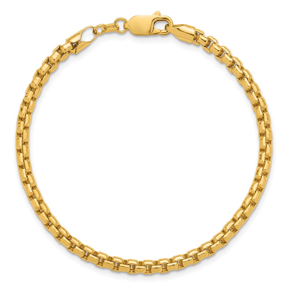 14K 7 inch 3.6mm Semi-Solid Round Box with Lobster Clasp Bracelet - 4