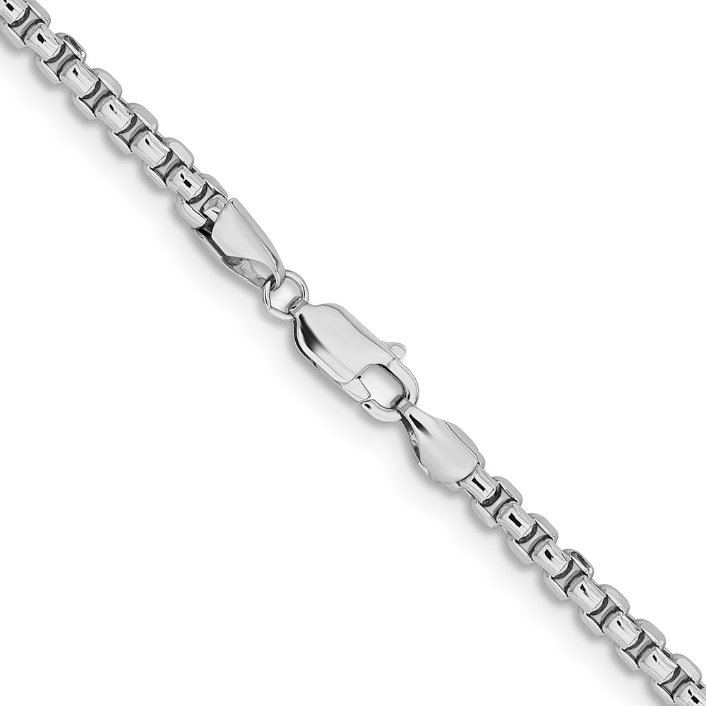 14K White Gold 22 inch 3.6mm Semi-Solid Round Box with Lobster Clasp Chain - 2