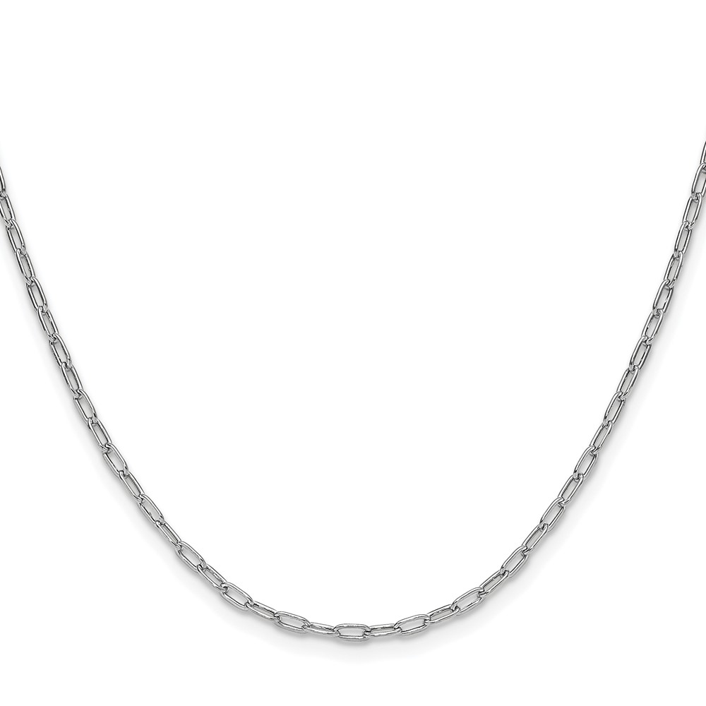14k White Gold 2.2mm Semi-Solid Beveled Paperclip Chain - 1