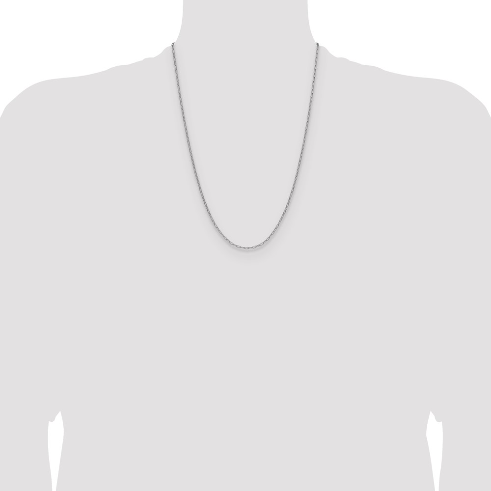 14k White Gold 2.2mm Semi-Solid Beveled Paperclip Chain - 3