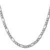 14K White Gold 24 inch 5.75mm Semi-Solid Figaro with Lobster Clasp Chain - 1