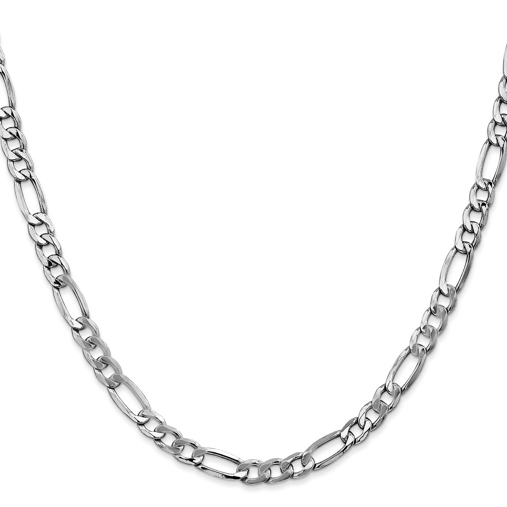 14K White Gold 24 inch 5.75mm Semi-Solid Figaro with Lobster Clasp Chain - 1