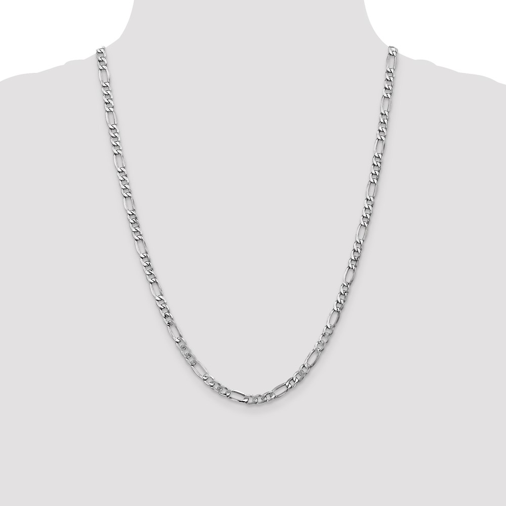 14K White Gold 24 inch 5.75mm Semi-Solid Figaro with Lobster Clasp Chain - 3