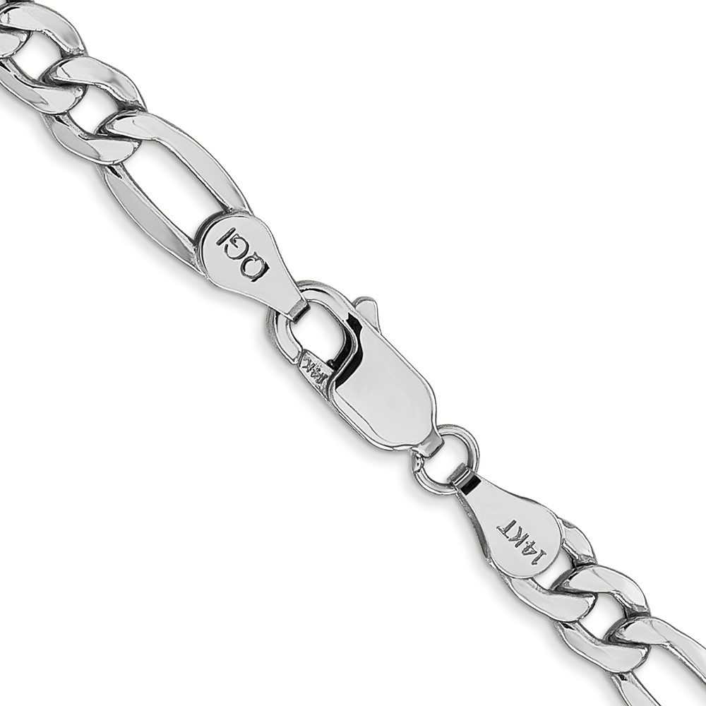 14K White Gold 22 inch 5.75mm Semi-Solid Figaro with Lobster Clasp Chain - 2