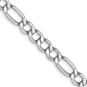 14K White Gold 22 inch 5.75mm Semi-Solid Figaro with Lobster Clasp Chain - 0