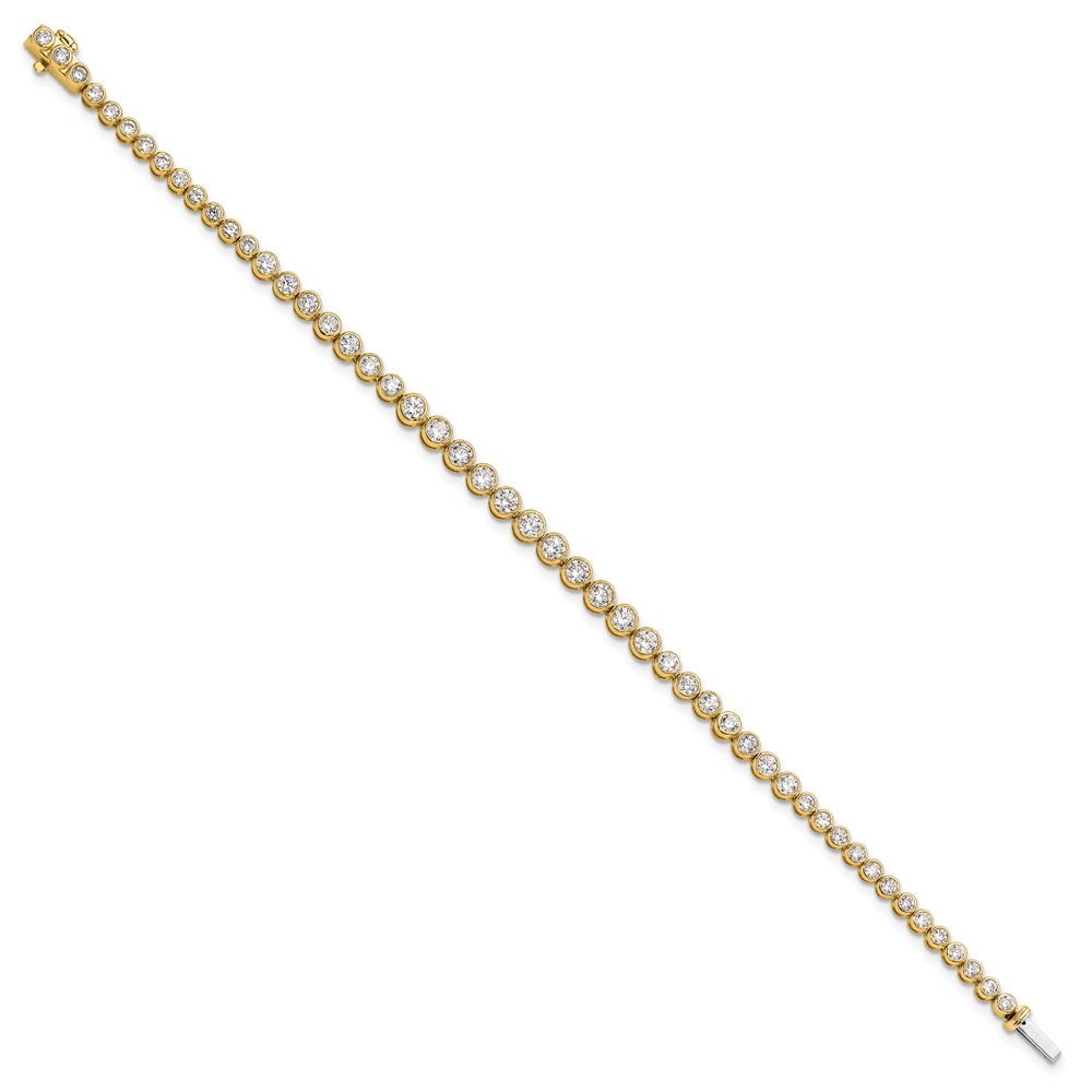 14k 3 carat Lab Grown Diamond VS/SI+ G+ Complete Round Bezel Set 7 inch Tennis Bracelet - 1