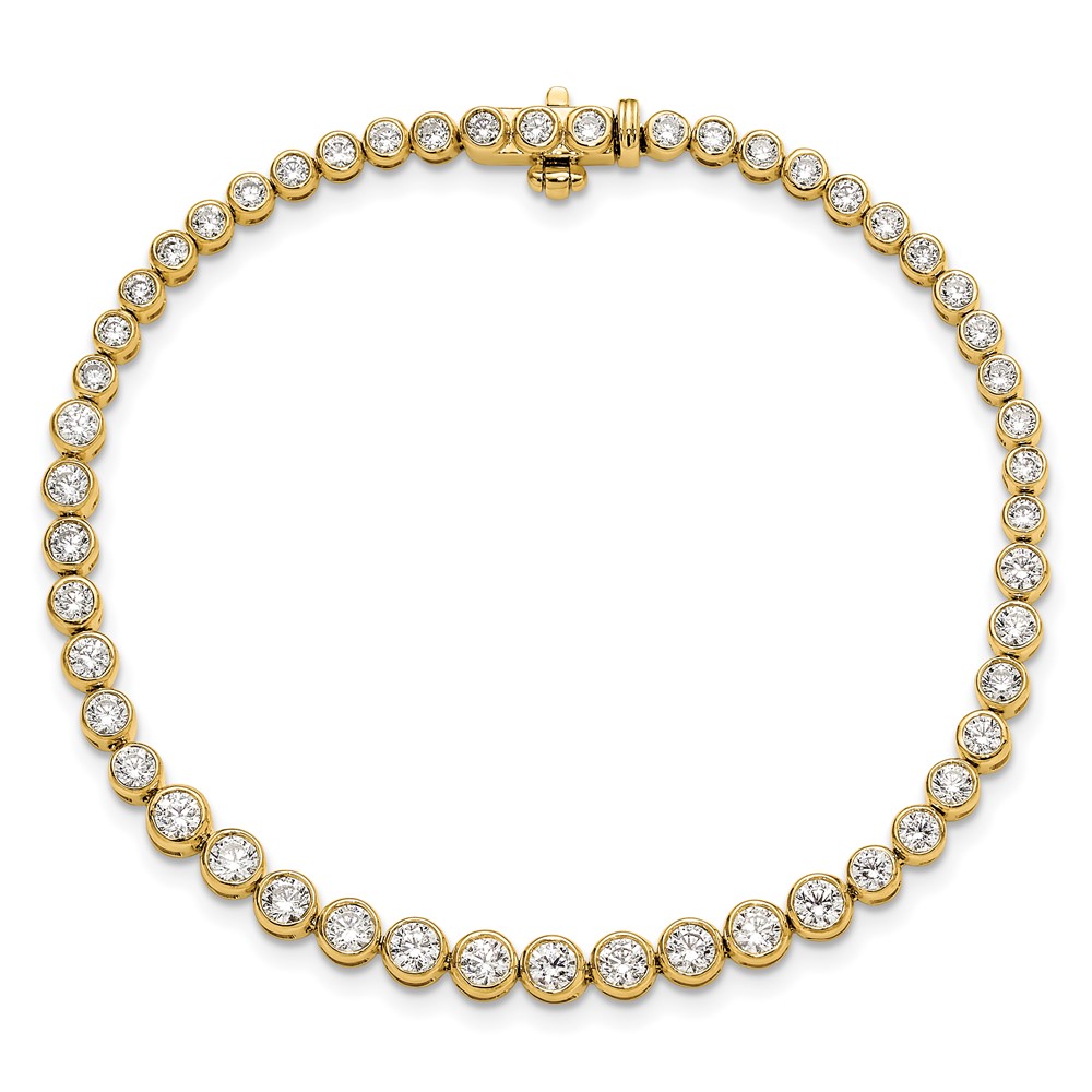 14k 3 carat Lab Grown Diamond VS/SI+ G+ Complete Round Bezel Set 7 inch Tennis Bracelet - 3