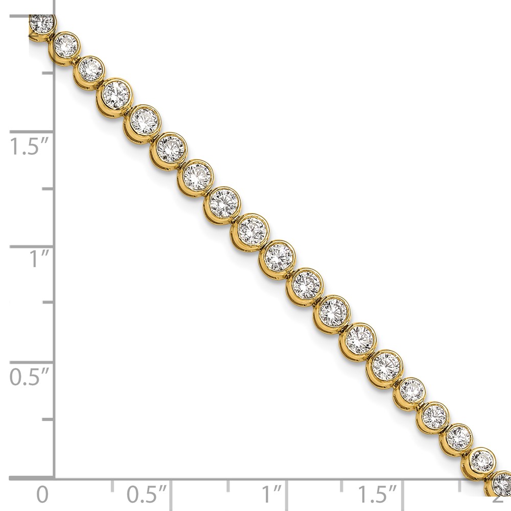 14k 3 carat Lab Grown Diamond VS/SI+ G+ Complete Round Bezel Set 7 inch Tennis Bracelet - 4