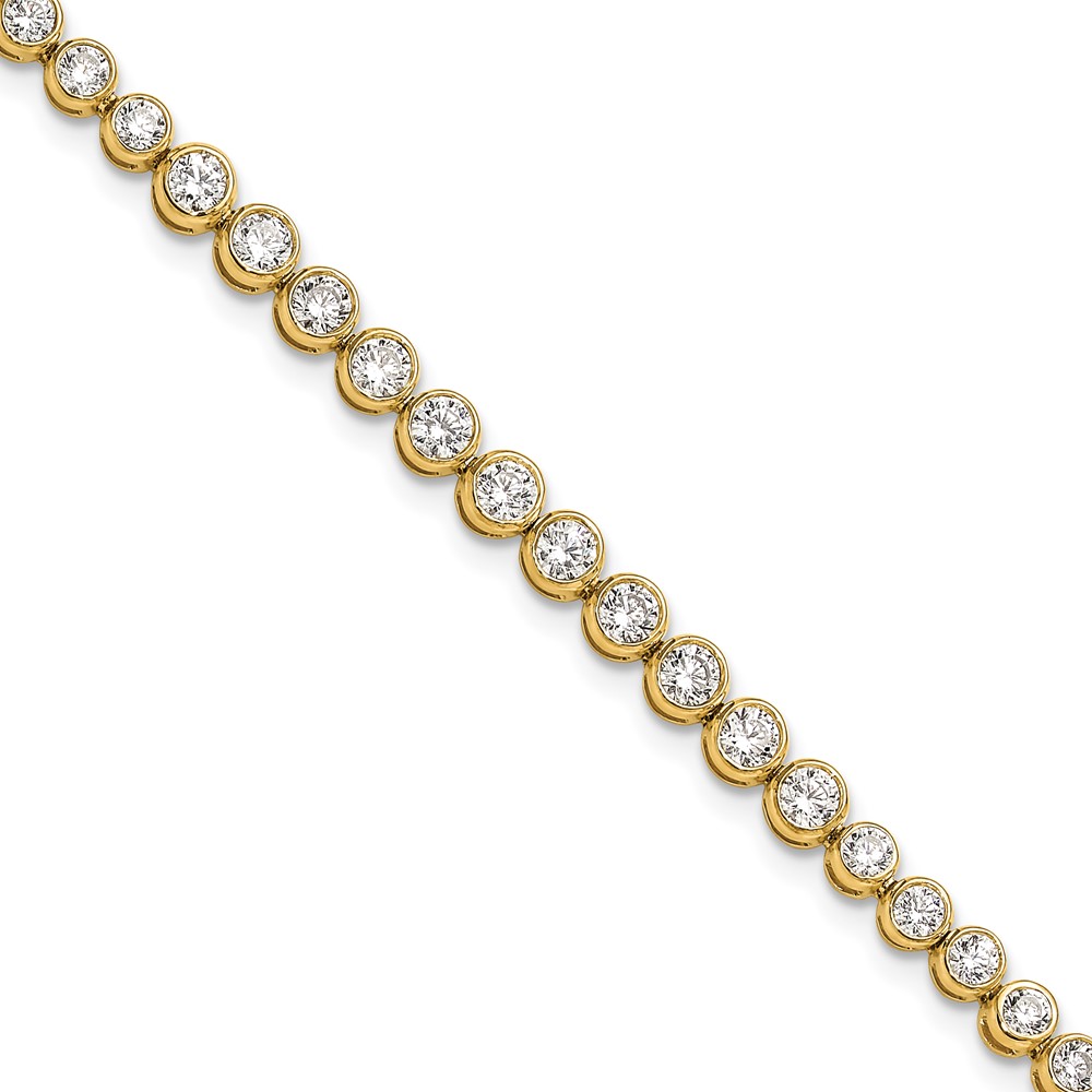 14k 3 carat Lab Grown Diamond VS/SI+ G+ Complete Round Bezel Set 7 inch Tennis Bracelet - 0
