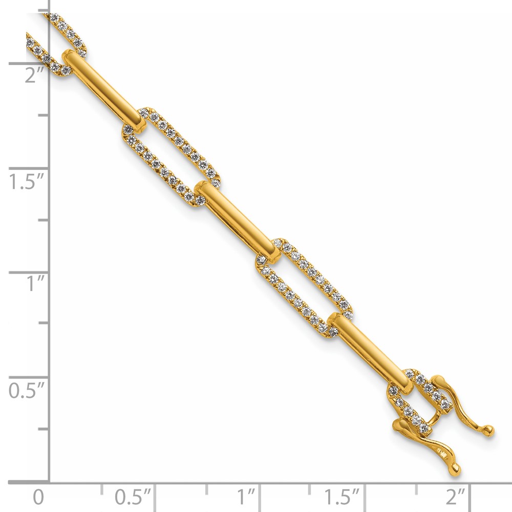 14K Polished Complete 1.4 carat Diamond Paperclip Link 7 inch Bracelet - 4 14K Polished Complete 1.4 carat Diamond Paperclip Link 7 inch Bracelet - 4