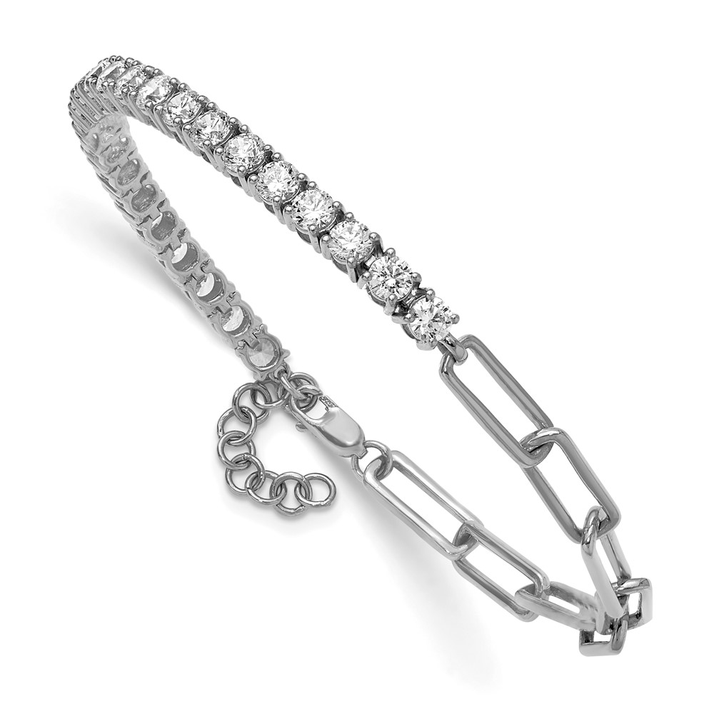 14k White Gold 3 3/4 carat Lab Grown Diamond VS/SI+ G+ Half Paperclip 7 inch with an 1 inch exension Bracelet - 2 14k White Gold 3 3/4 carat Lab Grown Diamond VS/SI+ G+ Half Paperclip 7 inch with an 1 inch exension Bracelet - 2