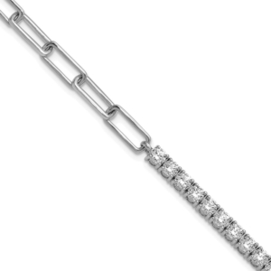 14k White Gold 3 3/4 carat Lab Grown Diamond VS/SI+ G+ Half Paperclip 7 inch with an 1 inch exension Bracelet - 0