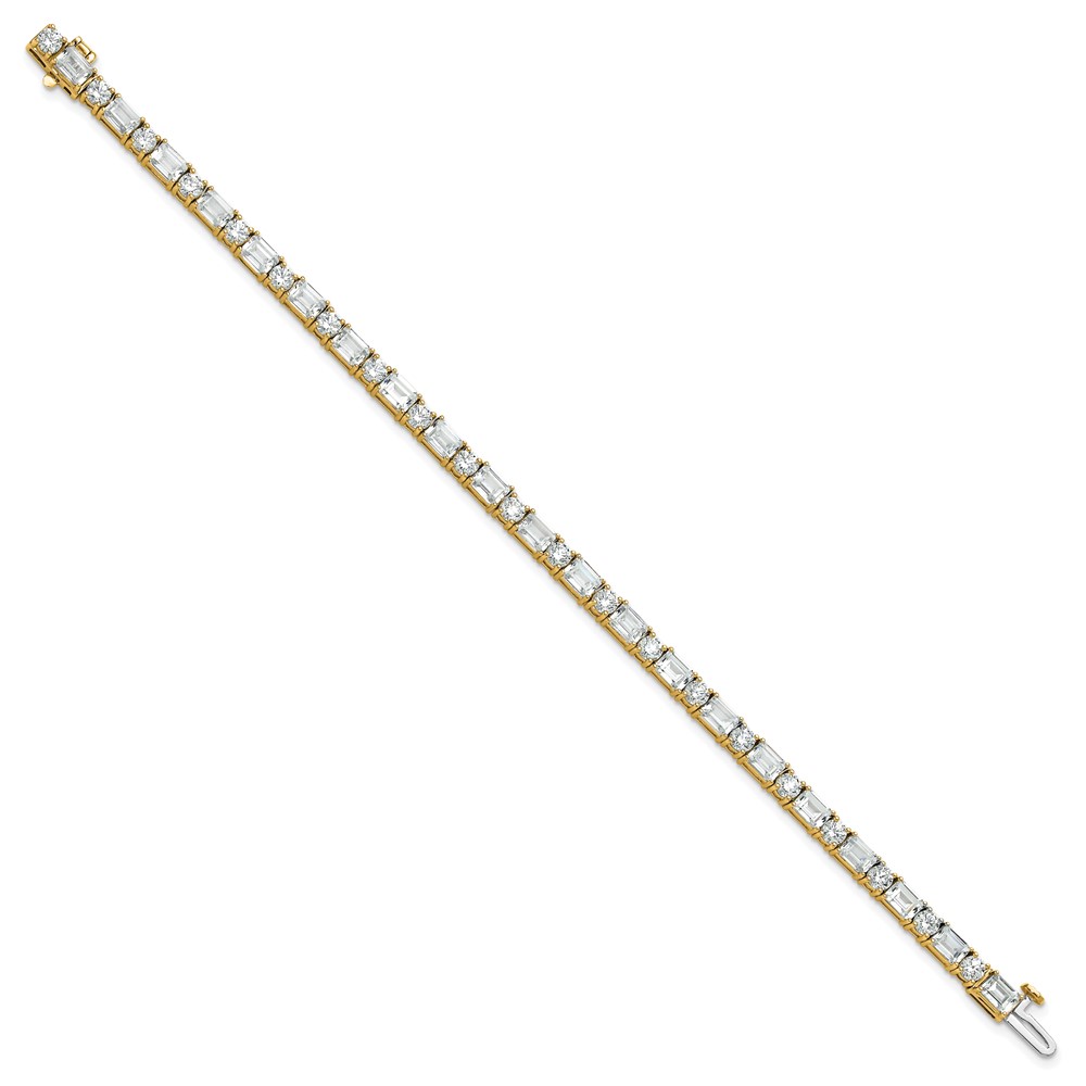 14k 10 carat Lab Grown Diamond VS/SI+ G+ Complete Emerald and Round Tennis Bracelet - 1
