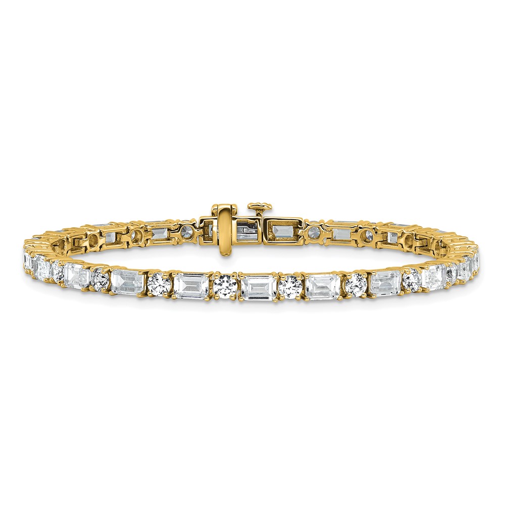 14k 10 carat Lab Grown Diamond VS/SI+ G+ Complete Emerald and Round Tennis Bracelet - 2