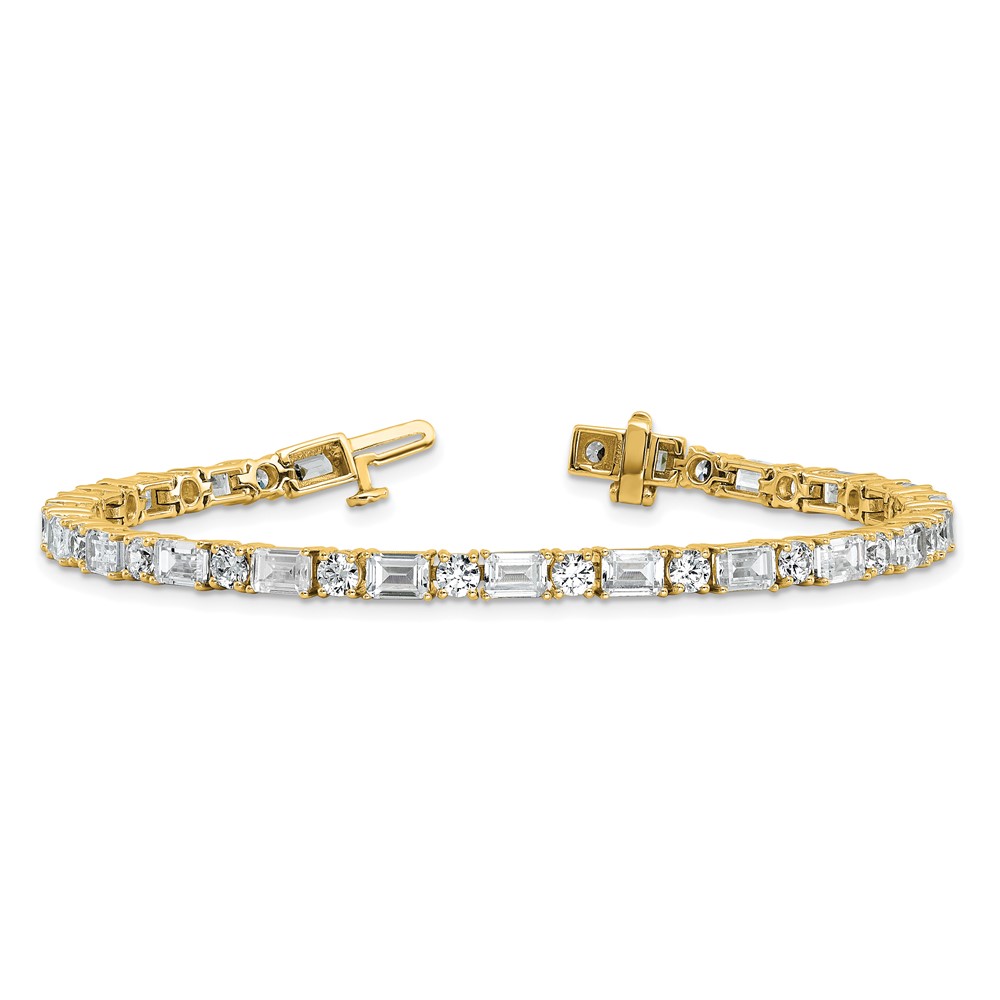 14k 10 carat Lab Grown Diamond VS/SI+ G+ Complete Emerald and Round Tennis Bracelet - 4