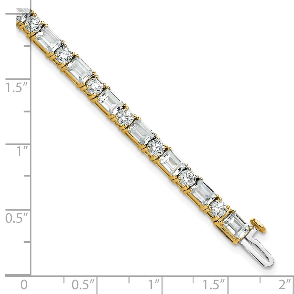 14k 10 carat Lab Grown Diamond VS/SI+ G+ Complete Emerald and Round Tennis Bracelet - 5